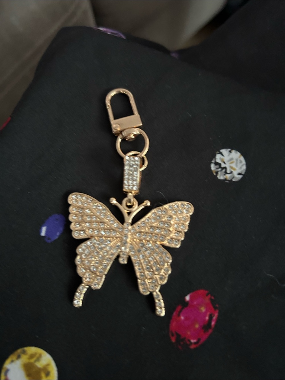 Gold Crystal Butterfly pendant/keycharm-
